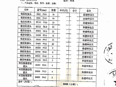 【苏州吴中区市政污水处理项目】热镀锌法兰橡胶接头合同